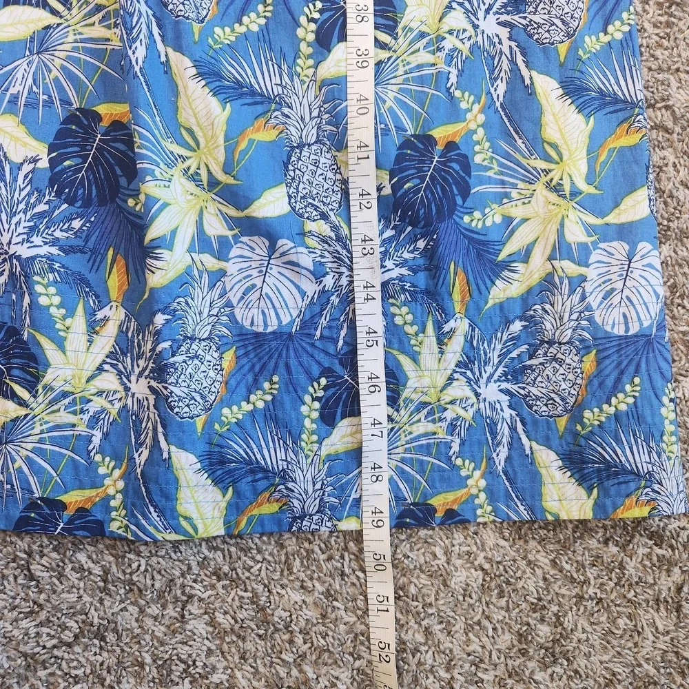 NEW Avara One Shoulder Maxi Dress Women's M Blue Tropical Pineapple Ruffle Trim - Picture 9 of 10